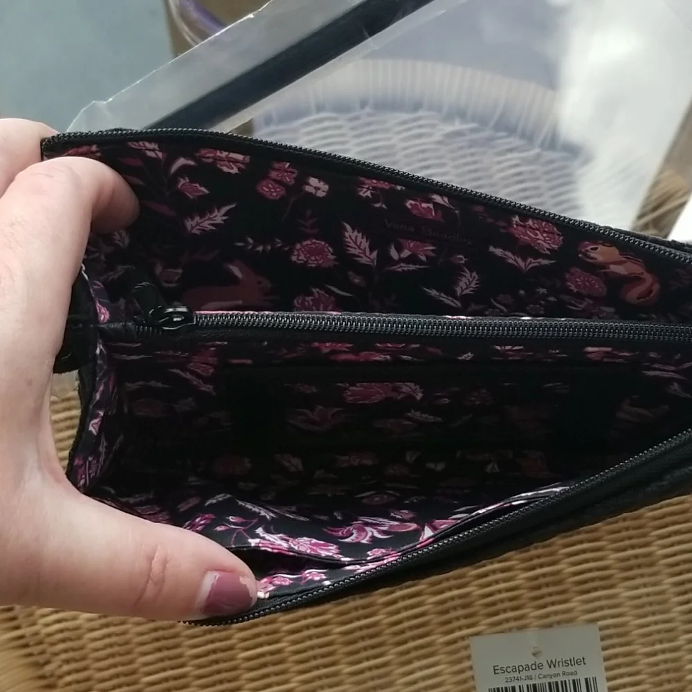 Vera bradley Rfid black velvet slim wristlet